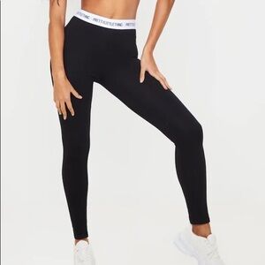 PrettyLittleThing Black Cotton High Waist Leggings - US 10